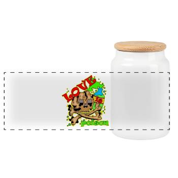 Cadeau de poison d'amour - Boîte à biscuits avec couvercle en bois - blanc - Devant