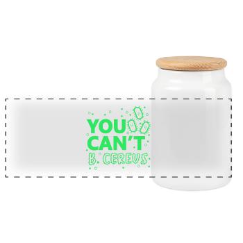 You Can not B. Cereus Funny Biology Science Tee - Panoramic Cookie Jar with Wooden Lid - white - Front