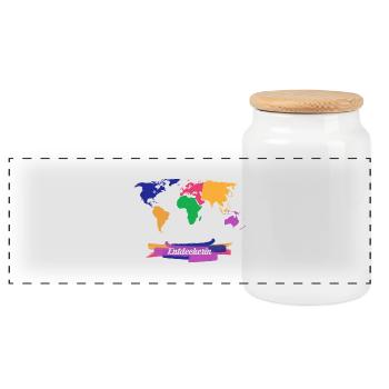 Discoverer world trip - Panoramic Cookie Jar with Wooden Lid - white - Front