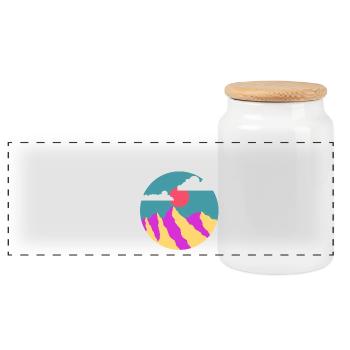 montagne illustration - Boîte à biscuits avec couvercle en bois - blanc - Devant