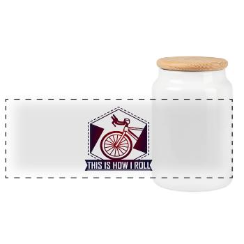 Vélo. Je roule - Boîte à biscuits avec couvercle en bois - blanc - Devant