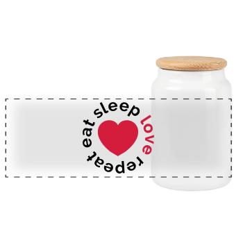 manger sommeil amour répéter - Boîte à biscuits avec couvercle en bois - blanc - Devant