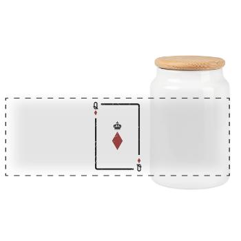 Match Card Lady Card Karo Gift Skat Poker - Panoramic Cookie Jar with Wooden Lid - white - Front