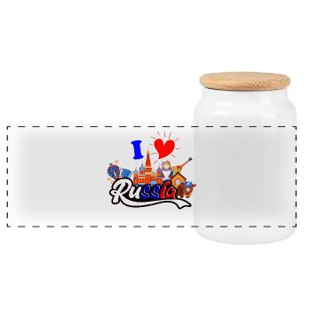 J'aime l'idée de cadeau de la Russie, cadeau - Boîte à biscuits avec couvercle en bois - blanc - Devant