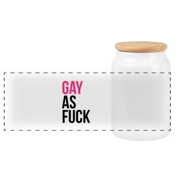 GAY comme f * ck - Boîte à biscuits avec couvercle en bois - blanc - Devant