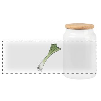 Leek onion with root - Panoramic Cookie Jar with Wooden Lid - white - Front