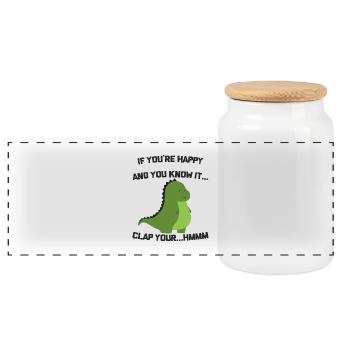 Funny T-Rex T-shirt for boys and girls - Panoramic Cookie Jar with Wooden Lid - white - Front