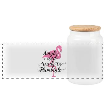 Flamingo Single Geschenk Spruch lustig pink Vogel - Panorama Keksdose mit Holzdeckel - Weiß - Vorne