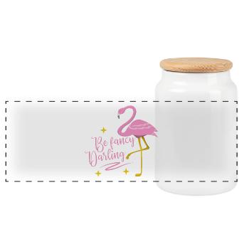 Flamingo fancy Geschenk Sommer pink vogel tropisch - Panorama Keksdose mit Holzdeckel - Weiß - Vorne
