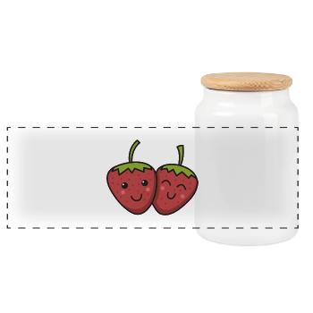 Fraises meilleurs amis cadeau en amour couple - Boîte à biscuits avec couvercle en bois - blanc - Devant