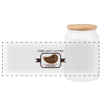 Grill Grill griller Gift Barbecue Chef BBQ - Panoramic Cookie Jar with Wooden Lid - white - Front