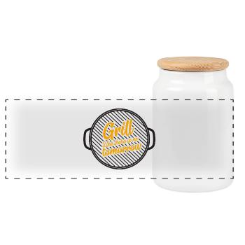 Grill Grill griller Gift Barbecue Chef BBQ - Panoramic Cookie Jar with Wooden Lid - white - Front