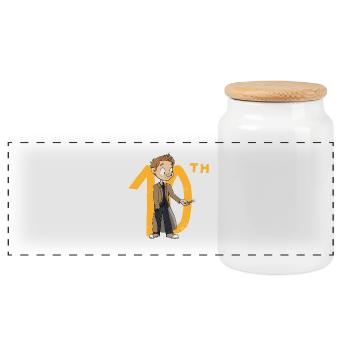 Der 10. Doktor, Chibi-Version - Panorama Keksdose mit Holzdeckel - Weiß - Vorne