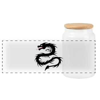 dragon tribal tattoo form 2004 uuuuuuu w - Panoramic Cookie Jar with Wooden Lid - white - Front