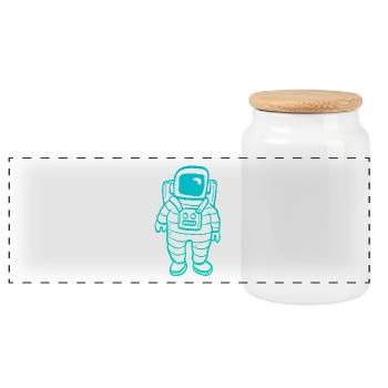 Astronaut clipart - Panoramic Cookie Jar with Wooden Lid - white - Front