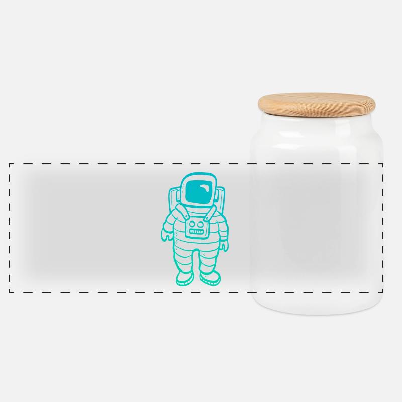Astronaut Clipart - Panorama Keksdose mit Holzdeckel - Weiß