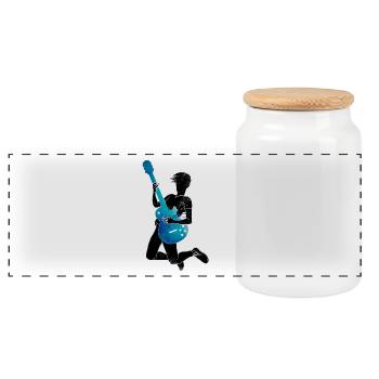Musicien Blue Black Guitar - Boîte à biscuits avec couvercle en bois - blanc - Devant