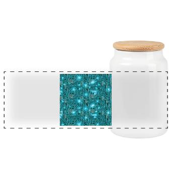 circuit board - Panoramic Cookie Jar with Wooden Lid - white - Front