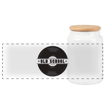 Disque de vinyle Cadeau Musique old school - Boîte à biscuits avec couvercle en bois - blanc - Devant