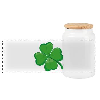 Kleeblatt Glücksbringer St. Patricks Klee Clover - Panorama Keksdose mit Holzdeckel - Weiß - Vorne