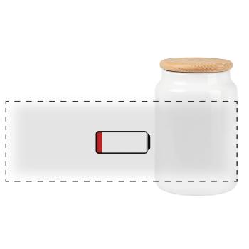 Battery (low / empty - 10%) - Panoramic Cookie Jar with Wooden Lid - white - Front