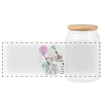 skeleto - Panoramic Cookie Jar with Wooden Lid - white - Front