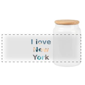 I love New York - Boîte à biscuits avec couvercle en bois - blanc - Devant