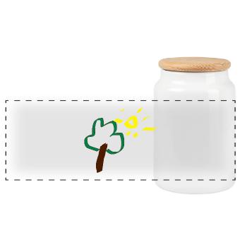 arbre soleil dessin cadeau bébé - Boîte à biscuits avec couvercle en bois - blanc - Devant