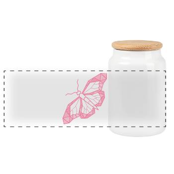 butterfly - Panoramic Cookie Jar with Wooden Lid - white - Front