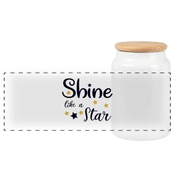 like a star - Panoramic Cookie Jar with Wooden Lid - white - Front