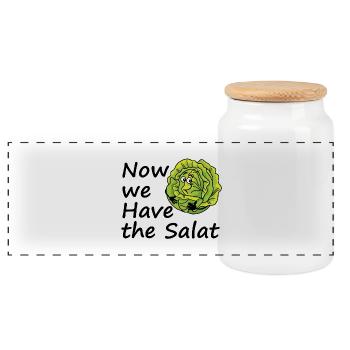 Salat Denglisch Gemüse Lustige Geschenkidee - Panorama Keksdose mit Holzdeckel - Weiß - Vorne