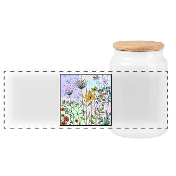 Blumen - Panorama Keksdose mit Holzdeckel - Weiß - Vorne