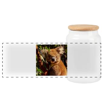 Koala - Panorama Keksdose mit Holzdeckel - Weiß - Vorne