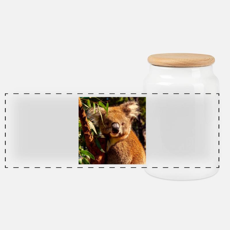 Koala - Panorama Keksdose mit Holzdeckel - Weiß