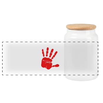 High five! - Panoramic Cookie Jar with Wooden Lid - white - Front