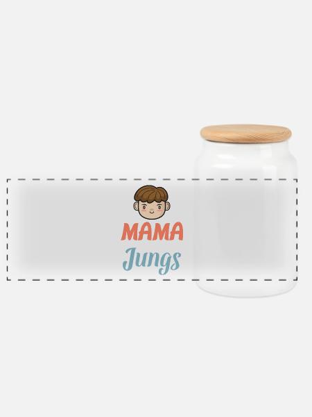 Mama von Jungs - Coole starke Mutter Geschenk - Panorama Keksdose mit Holzdeckel - Weiß
