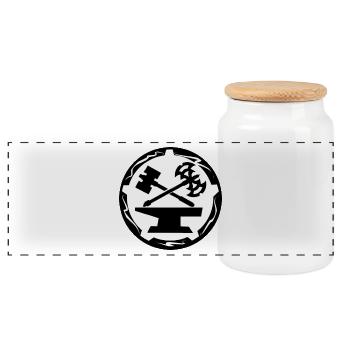 Dwarf Coat of Arms (larger) - Panoramic Cookie Jar with Wooden Lid - white - Front