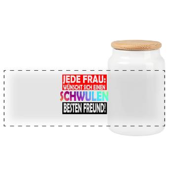 Schwuler Freund / Bester Freund - Panorama Keksdose mit Holzdeckel - Weiß - Vorne