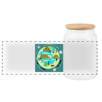Mather Nature 🐢 - Panoramic Cookie Jar with Wooden Lid - white - Front