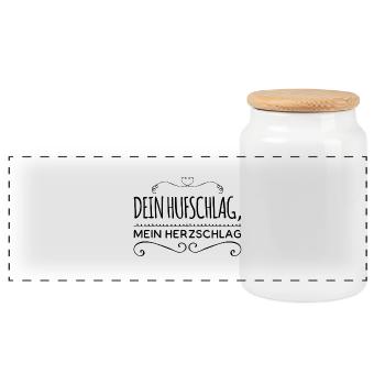 Dein Hufschlag, mein Herzschlag. Pferdesprüche - Panorama Keksdose mit Holzdeckel - Weiß - Vorne