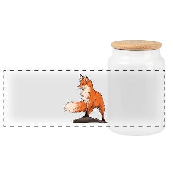 Beautiful fox - Panoramic Cookie Jar with Wooden Lid - white - Front