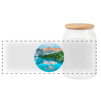 Montagnes et lac - Boîte à biscuits avec couvercle en bois - blanc - Devant