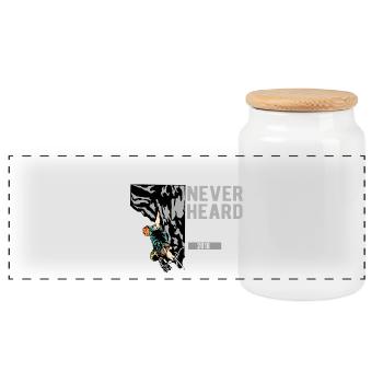 Rock Climbing Mountaineering Climbing - Panoramic Cookie Jar with Wooden Lid - white - Front