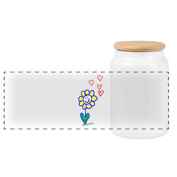 Merry flower - Panoramic Cookie Jar with Wooden Lid - white - Front