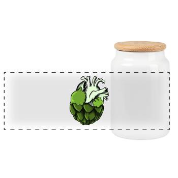 Artichoke heart - Panoramic Cookie Jar with Wooden Lid - white - Front