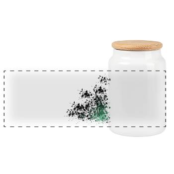 Camouflage Pattern Speck Design - Panoramic Cookie Jar with Wooden Lid - white - Front
