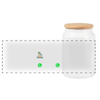 Mallorca is calling, funny gift idea palm tree - Panoramic Cookie Jar with Wooden Lid - white - Front