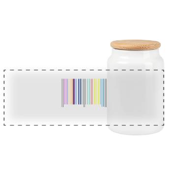 code à barres - Boîte à biscuits avec couvercle en bois - blanc - Devant