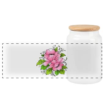 Fleurs de rose - Boîte à biscuits avec couvercle en bois - blanc - Devant