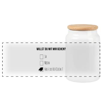 Will you go out with me? - Panoramic Cookie Jar with Wooden Lid - white - Front